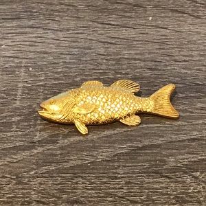 Vintage Gold Tone Fish Pin 2 5/16" Long